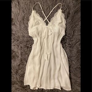 White lace detail babydoll mini summer dress
